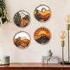 4Pcs Wooden Frames Aesthetic Ornament Round Background Pendant  Bedroom