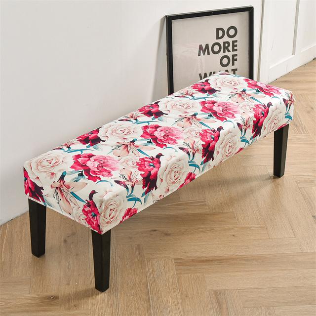 Blomstertrykt benktrekk Spisestue Stretch Spandex Pianokrakkdeksler Rektangel Seng Lang krakkdeksel Møbler Hjemmedekor