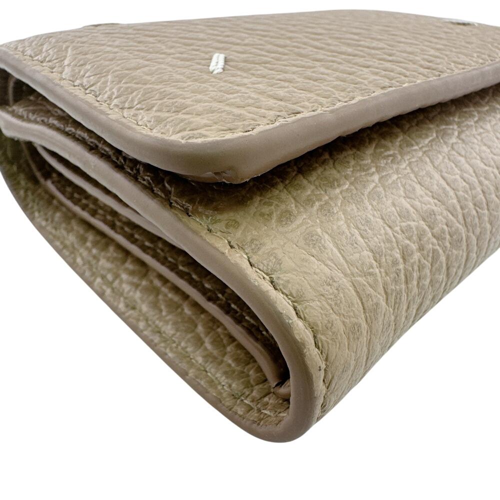 Maison Margiela SA3UI0010 Compact Wallet 4 Stitches Leather Tri-fold Wallet Beige Leather Used