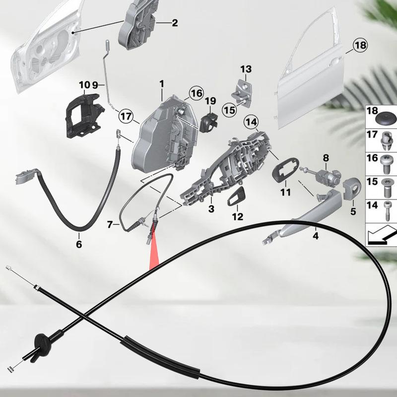 Hood Release Cable Bowden Cable Front Placement For BMW 740I 2001 745LI Base Sedan 750I 760LI 2008 E65 E66 OE# 51237197474 Metal