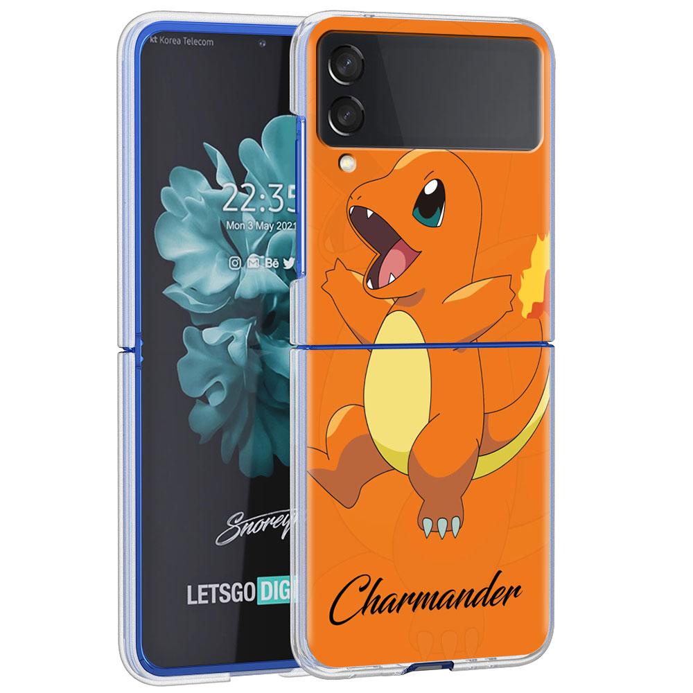 

Прозрачный жесткий чехол для Samsung Galaxy Z Flip 3 5G, роскошный чехол для телефона ZFlip3, модный противоударный чехол для ПК, Fundas, аниме Pokemon Samsung Z Flip