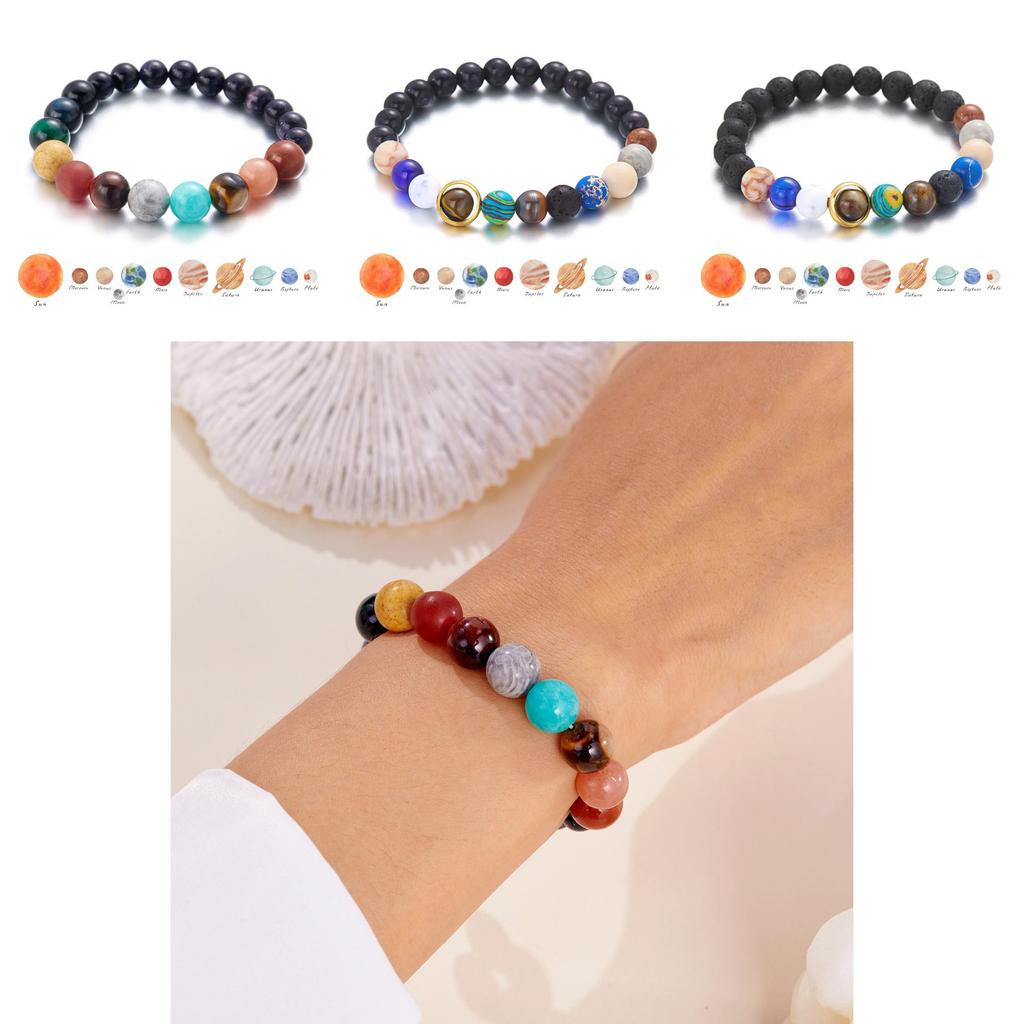 Natural Stone Constellation Bracelet With Handcrafted Planet Design For Couples And Travel Gift