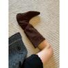 Western Cowboy Boots Women's Retro Niche Big Tube Circumference Thin Pleated Piled Boots
