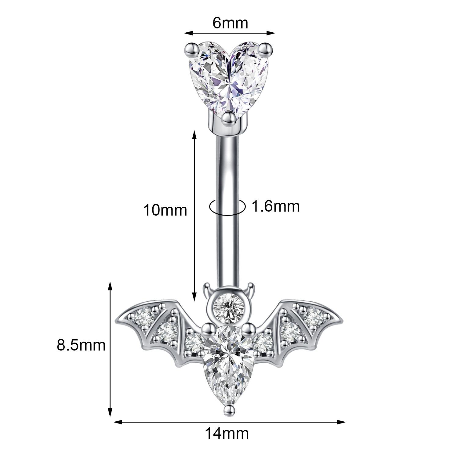 

Новое европейское и американское кольцо для пупка летучей мыши, персонализированная пряжка для пупка змеи, модные ювелирные изделия для пирсинга черепа