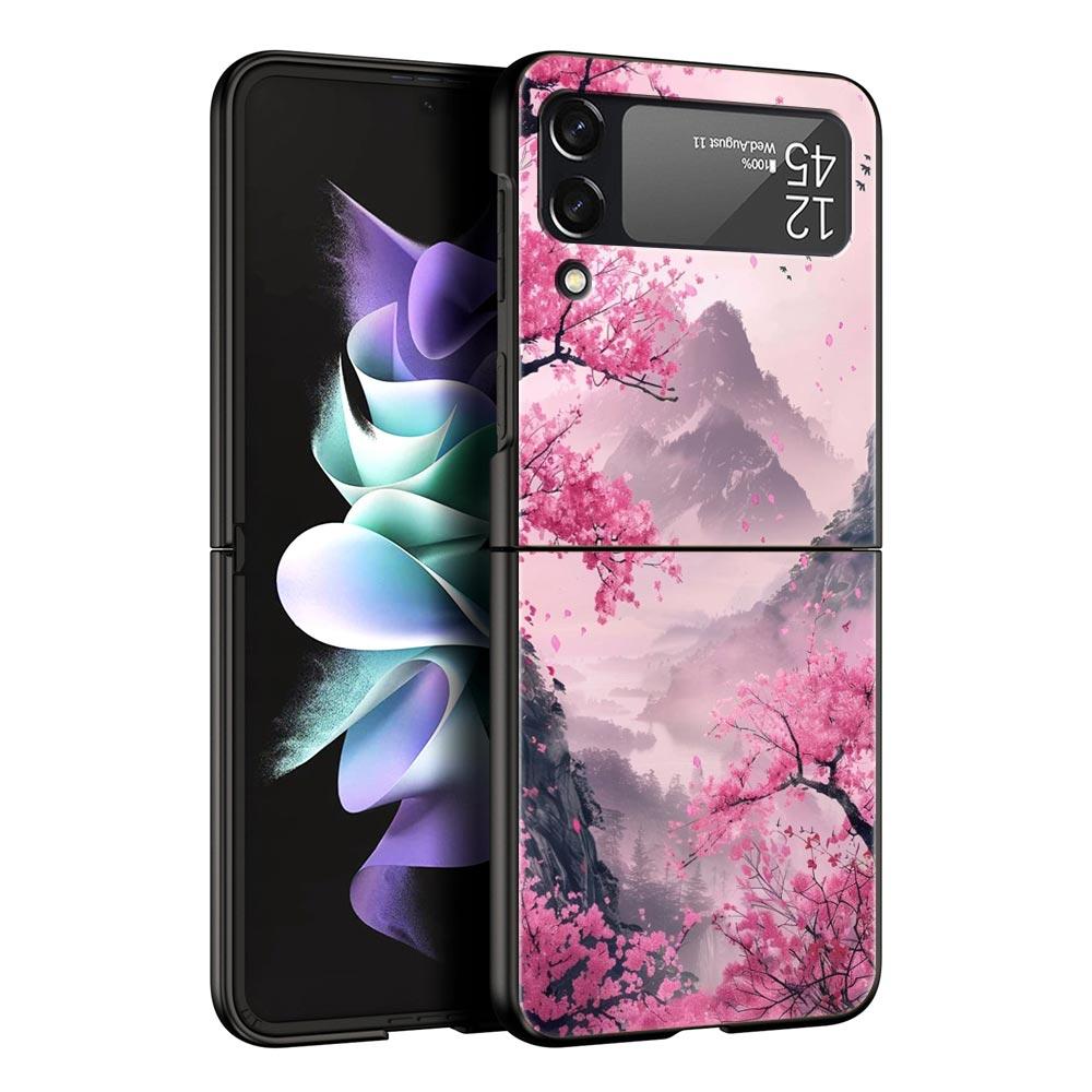 

Pink Sunset Mountain Hard PC Phone Case For Samsung Galaxy Z Flip 7 6 5 4 Black Cover For Galaxy Z Flip 3 Foldable Shell Fundas Z Flip 7
