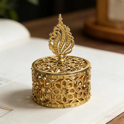 Golden Candy Box Middle East Arab Wedding Party Round Gift Box For Festival Celebration