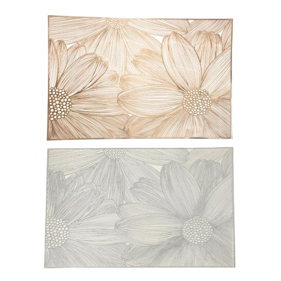 PVC Placemats Creative Hollow Square Flower Coaster for Table Protection Heat Resistant Wear-Resistant Dining Mat Versatile Home Decor