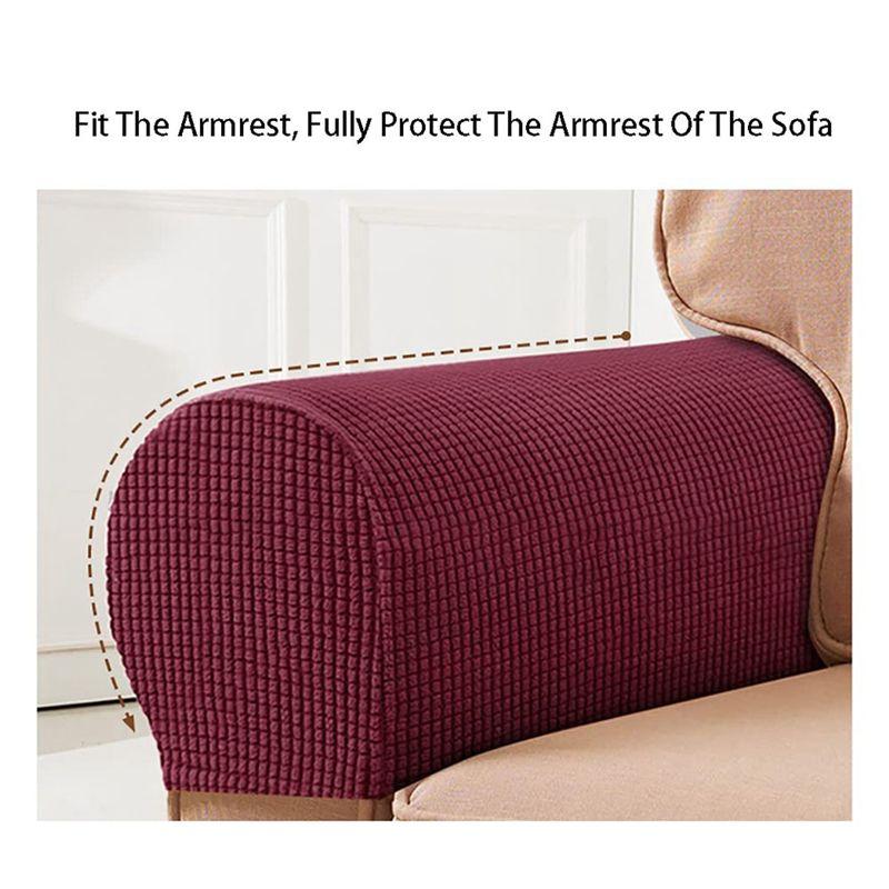 A84E-2PCS Soft Stretch Plush Armrest Covers, Stretch Armrest Covers For Chairs/Sofas, Couch Covers