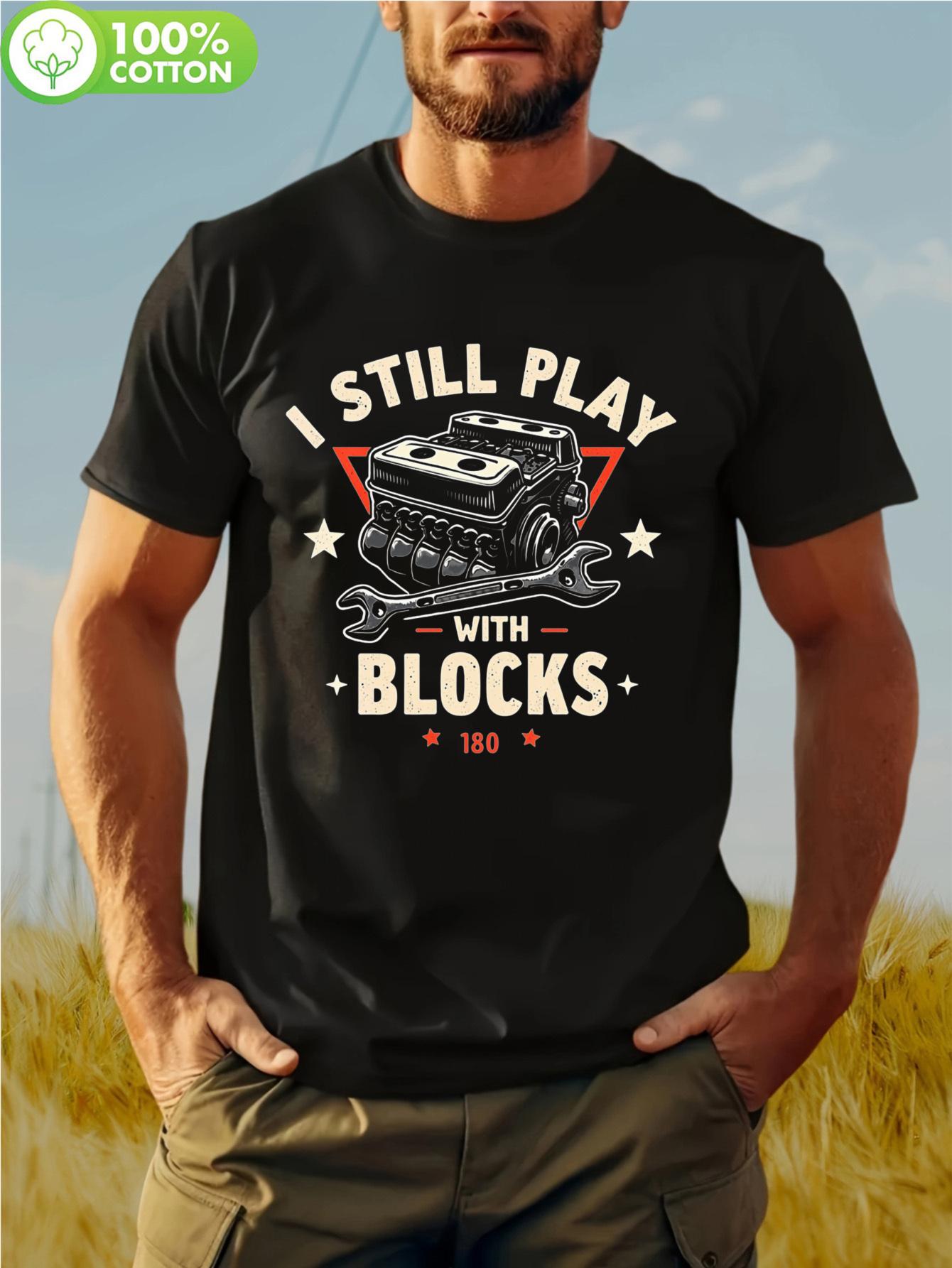 Retro Graphic Tshirt - I Still Play with Blocks Vintage C... S