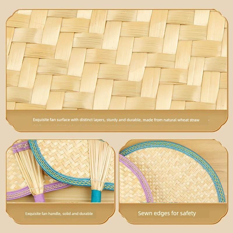 Durable Old-Fashioned Hand-Woven Bamboo Fan for Children and Babies, Portable Winter Vintage Banana Leaf Fan