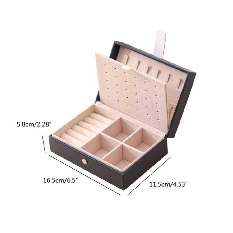 Portable Jewellery Box 2 Tier Jewellery Storage Cases Leather Jewelry for Women