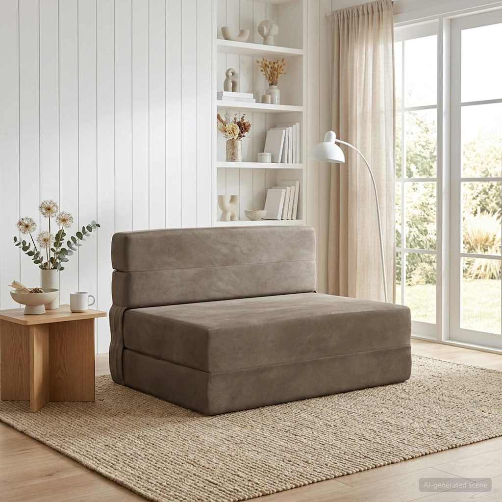 Folding Sofa Bed Light Grey 70 x 72 x 60 cm Fabric