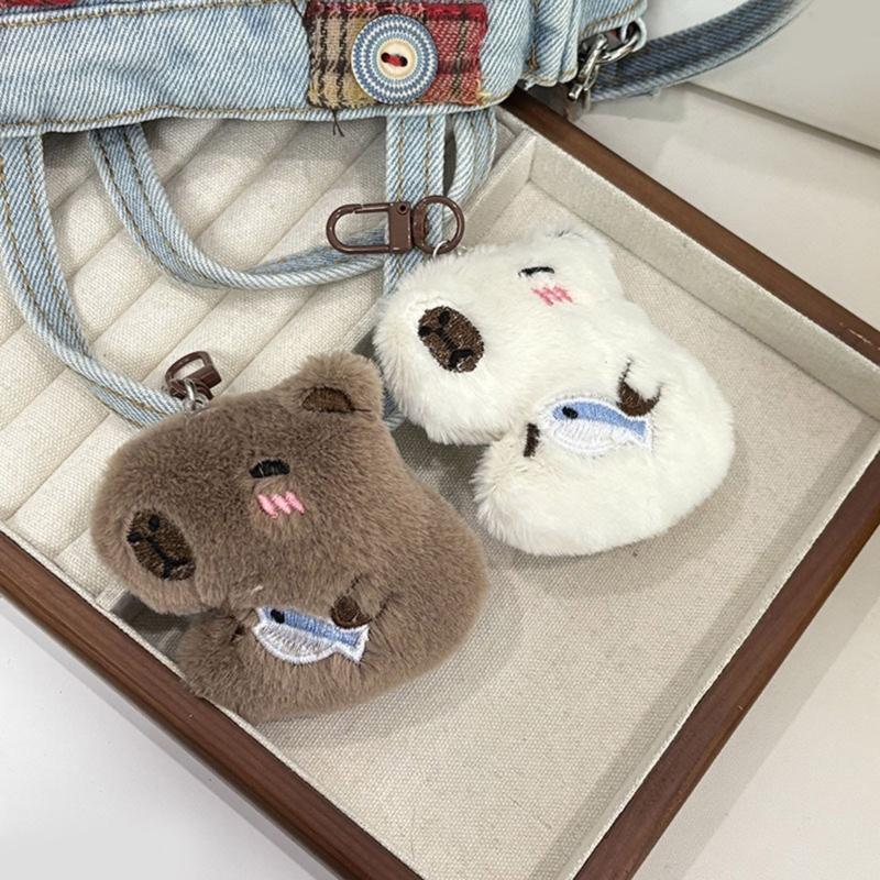 Lovely Capybaras Sturdy Plush Key Holder Accessory with Elegant Color Detachable Costume Pieces for Personalization