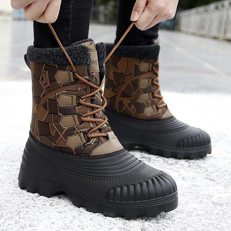 Men's Winter Warm Snow Boots Camouflage Hiking Boots Outdoor knee High Duck Boots Climbing Boots Waterproof  Plus Size