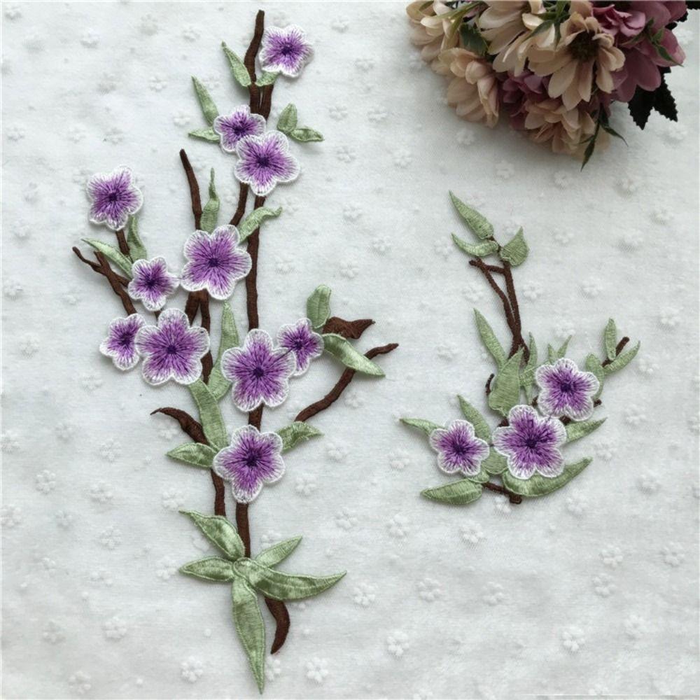 2pcs Exquisite Clothing Applique Elegant Clothes Patches DIY Flower Embroidered Patches  Sewing