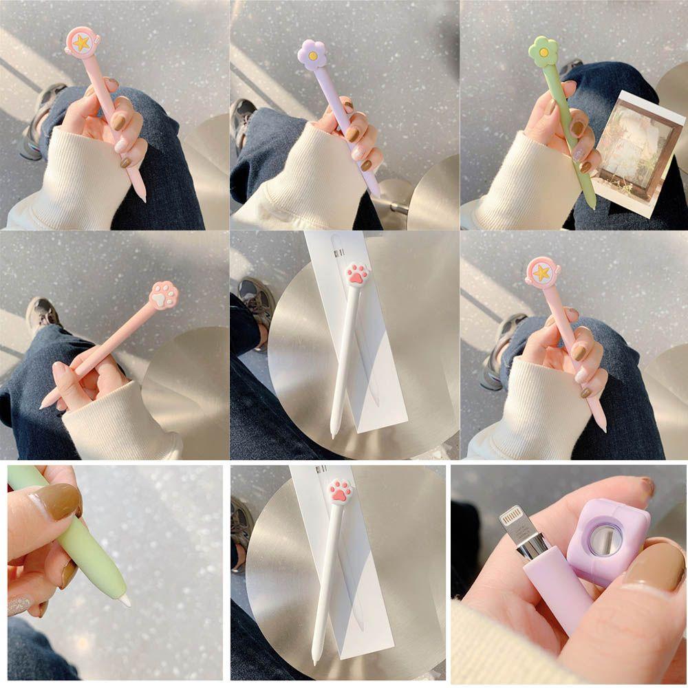 Cute Cat Claw For Apple Pencil 2/1 Case For iPad Tablet Touch Pen Stylus Cartoon Protective Sleeve Cover Flower Pencil Cases