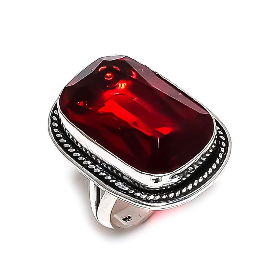 Mozambique Garnet Gemstone Handmade 925 Steling Silver Jewelry Ring Size 8 p0U51