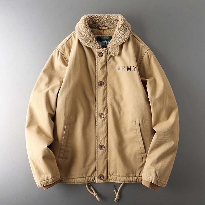 American Retro N1 Deck Serving Men's Winter Lambskin Cotton Coat Jacket Export Men's Cotton-Padded Clothes Parka Jacket Cotton-Padded Jacket