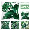 4Pcs Cushion Cover with Zipper Tropical Plants Print for Sofa Couch Car Cushion Square Pillowcase Home Decorative