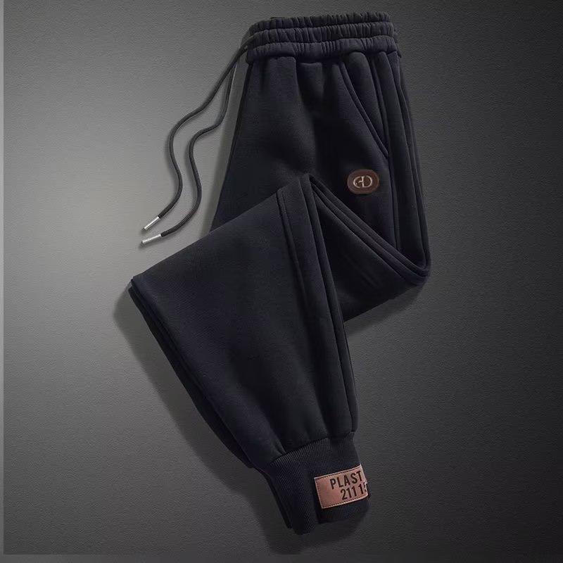 

Мужские повседневные брюки из плотного теплых флиса со средней талией, модные брюки Harun, зимние и осенние стили, свободные брюки XXXL чёрный