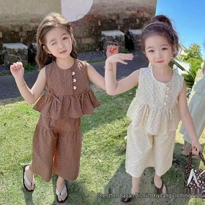 Completo estivo floreale da bambina 2025: Top Casual e Pantaloni Lunghi Larghi