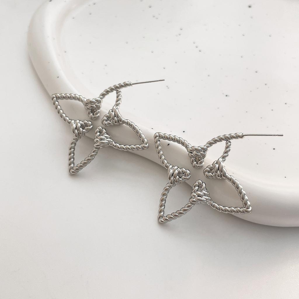 European and American Pentagram Woven Knot Starfish Personalized Creative Design Fashionable Needle Earrings