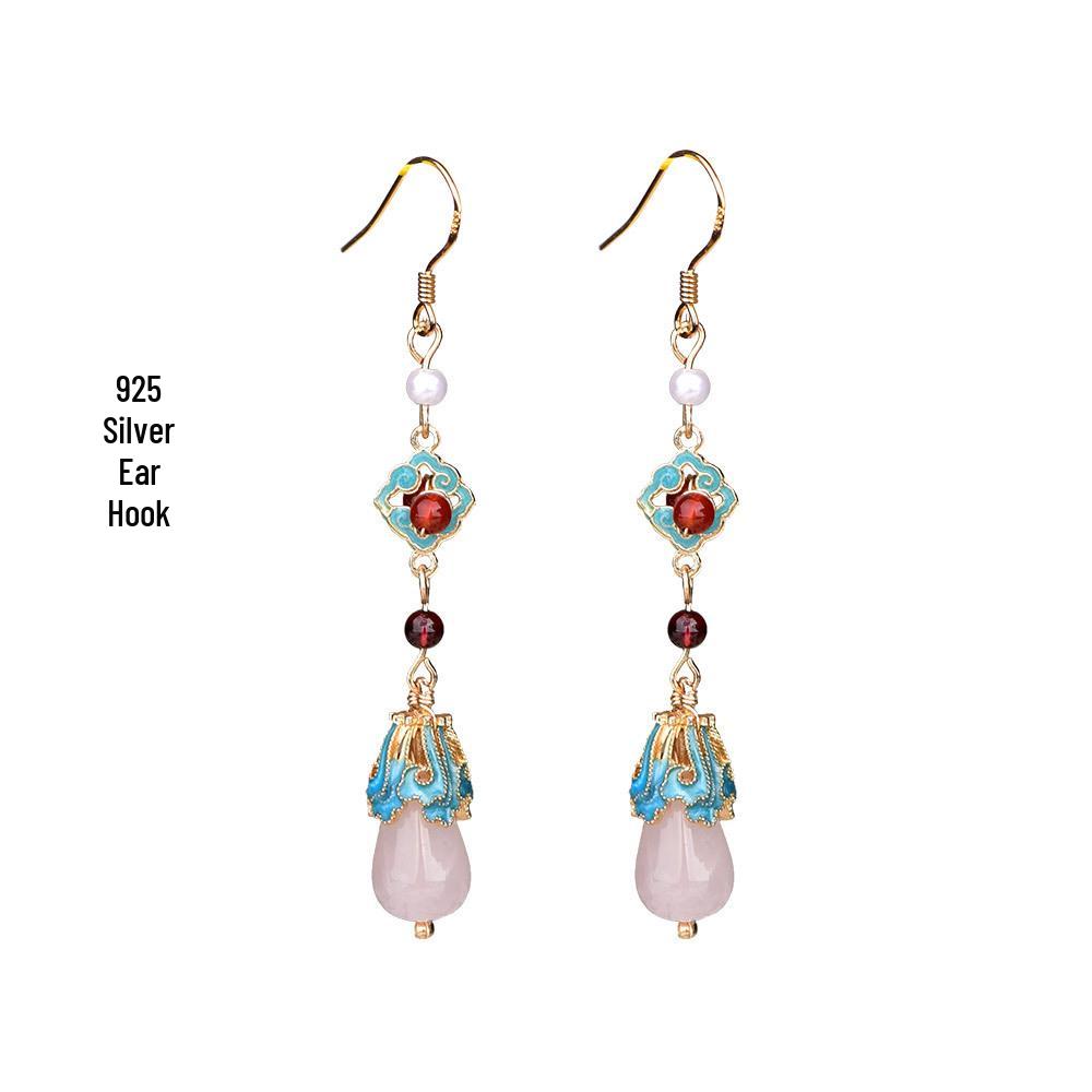 Jingtai Blue Chinese Court Earrings: Elegant Hanfu and Cheongsam Accessories