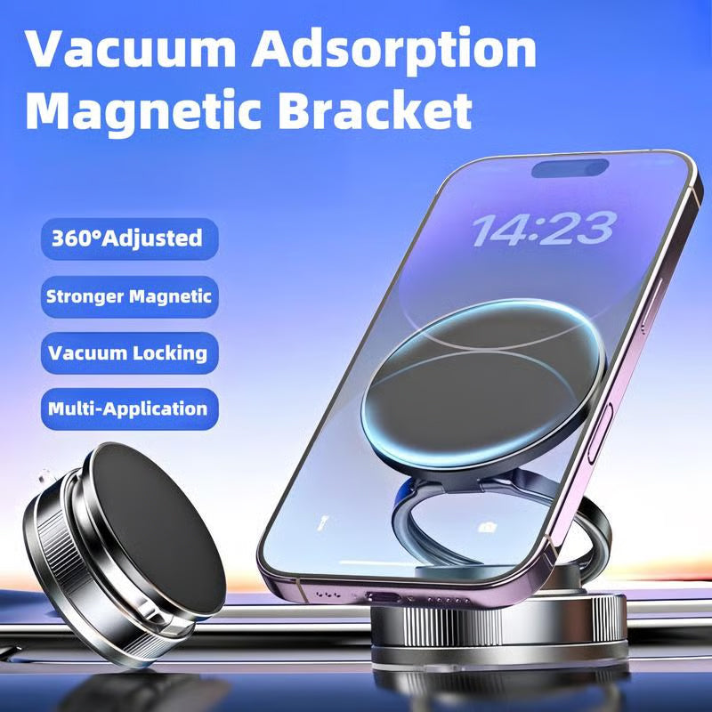 Metal Vacuum Magnetic Car Phone Holder Foldable Design 360° Adjustable Vacuum Mount for Car/Desk/Bathroom/Universal Use
