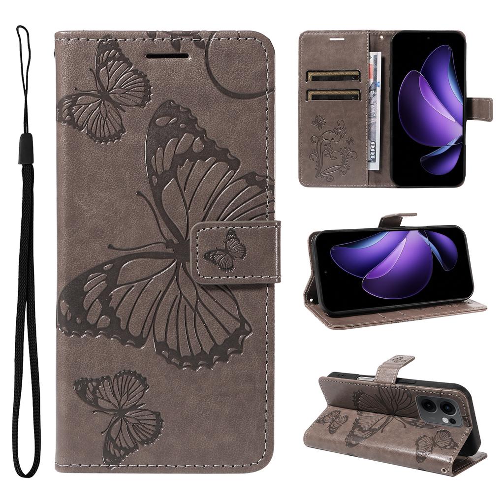 For Oppo Reno13 F 5G Lommebokdeksel Blomst Sommerfugl Trykt Lær Telefondeksel Støtte