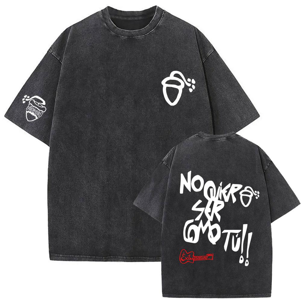Rock Band EXTREMODURO Tour Vintage Gewaschenes T-Shirt Herren Mode Hip Hop Street T-Shirt Männlich Gothic Retro Übergroße T-Shirts