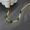 Elegant Colorfast Titanium Steel Jewelry Set: Five Emerald Flat Snake Chain with Earrings, Bracelet, and Necklace