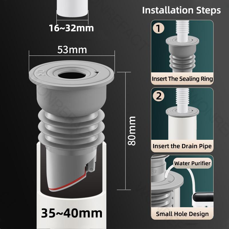 Universal Drain Pipe Sealing Plug Bathroom Drains Sewers Connecting Accessories Washing Machine Silicone Sewer Sealing Ring