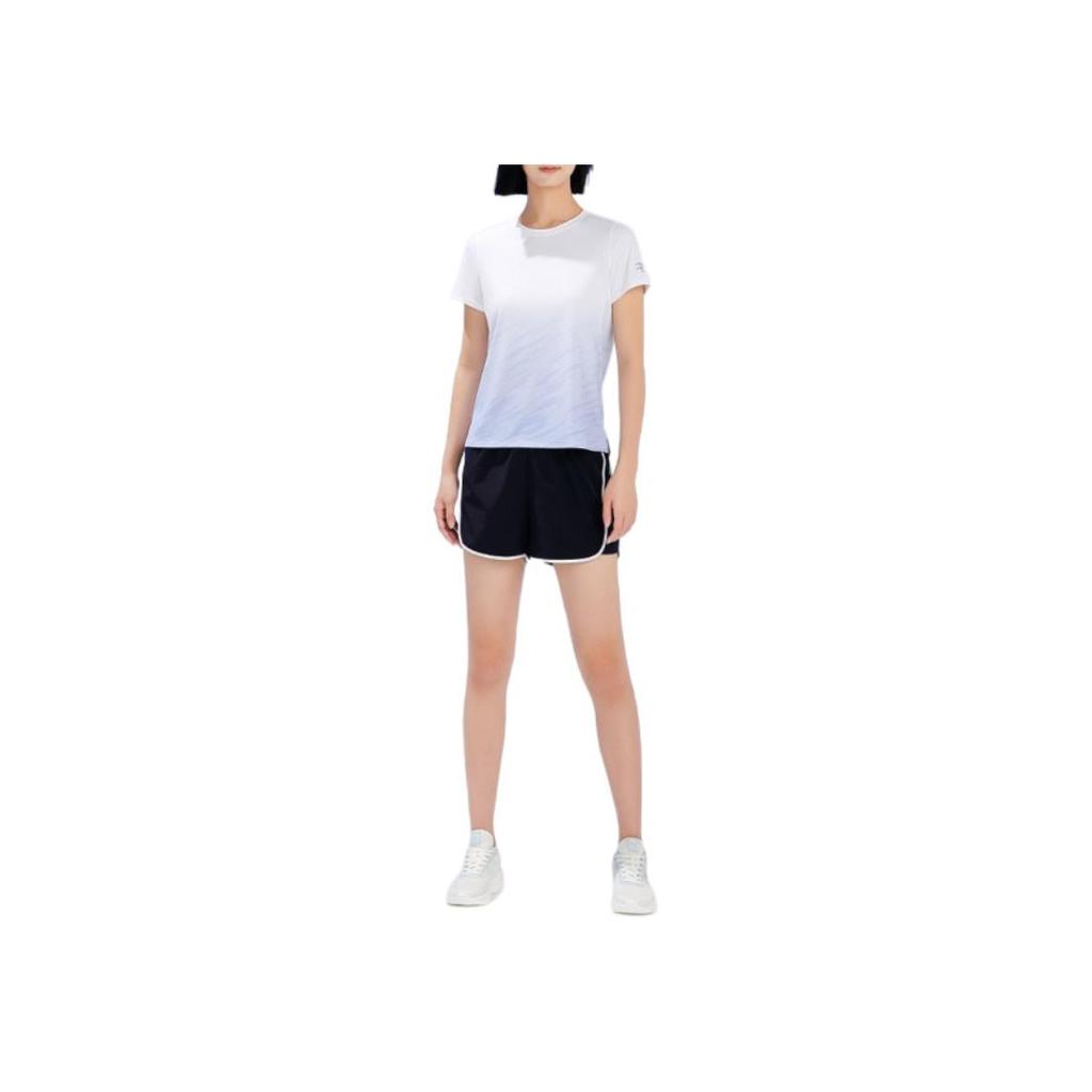 Anta Round Neck Sports Casual Short Sleeve T-Shirt Women Tops Snow-White Printed 162325111-5