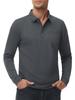KEFITEVD Solid Color Polo Long Polo Plus Dark Size L Men's Shirt, Business, Golf, Sleeve, Collared, Moisture-Wicking, Quick-Drying, Tennis,