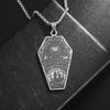 Stainless Steel Gothic Coffin Castle Pendant Necklace Suitable for Men and Women Personalized Trendy Halloween Accessories