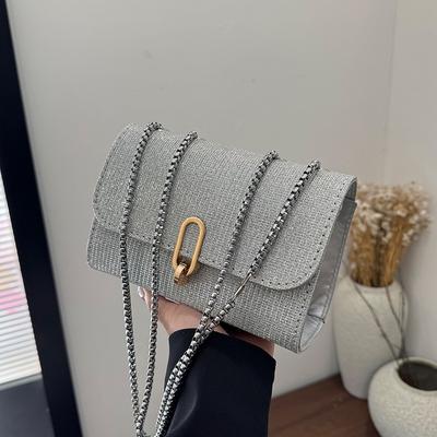 Women's Popular Simple Solid Color Lock Small Bag Women's New Shoulder Messenger Bag Small Square Bag