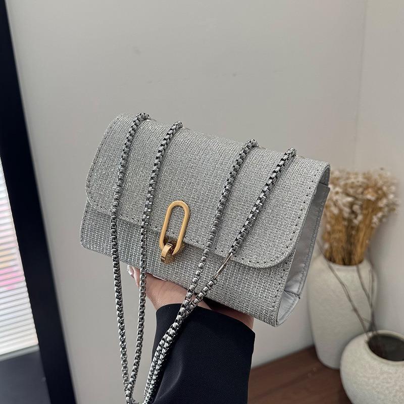 Women's popular simple solid color lock small bag women's new shoulder messenger bag small square bag