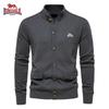 Autumn and Winter Embroidered New Men's Top Cardigan, High-quality Business Casual Solid Color Sweater for Men
