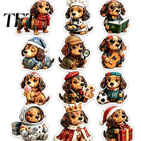 Holiday Party Supplies 24 Days Dachshund Christmas Advent Calendar with Acrylic Pendants, Countdown for Unique Decorations, Cute Hanging Ornaments