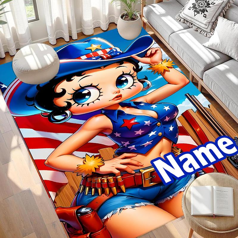 Custom Name Personalized Betty Boop Print Carpet, Versatile Home Decor Rug, for Playroom, Apartment, Balcony, Entryway, Hallway Gift