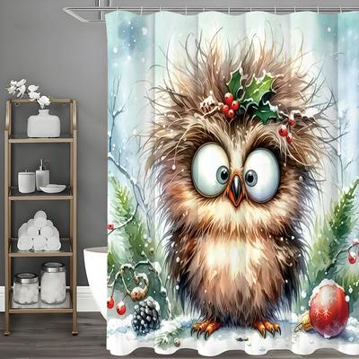 Cute Cartoon Eagle Shower Curtain, Bathroom Decoration Shower Curtain, Waterproof Shower Curtain with Hanging