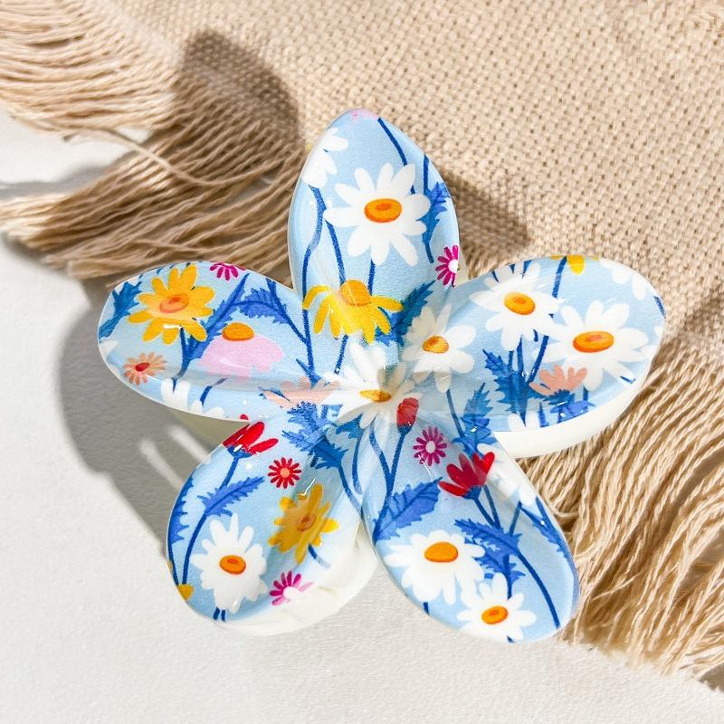 Uv-printed Frangipani HairpinFemale Seaside Vacation Back of The Head HairpinShark Clip