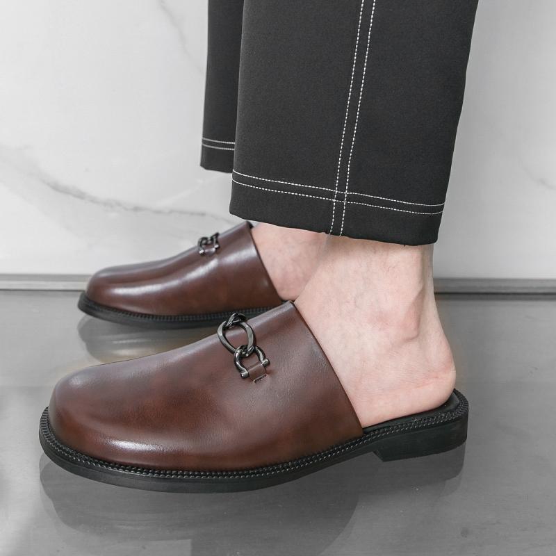 Fashion Casual men's leather slippers Leisure and breathable styles Work and daily party Street fashion shoes Hot selling youth New