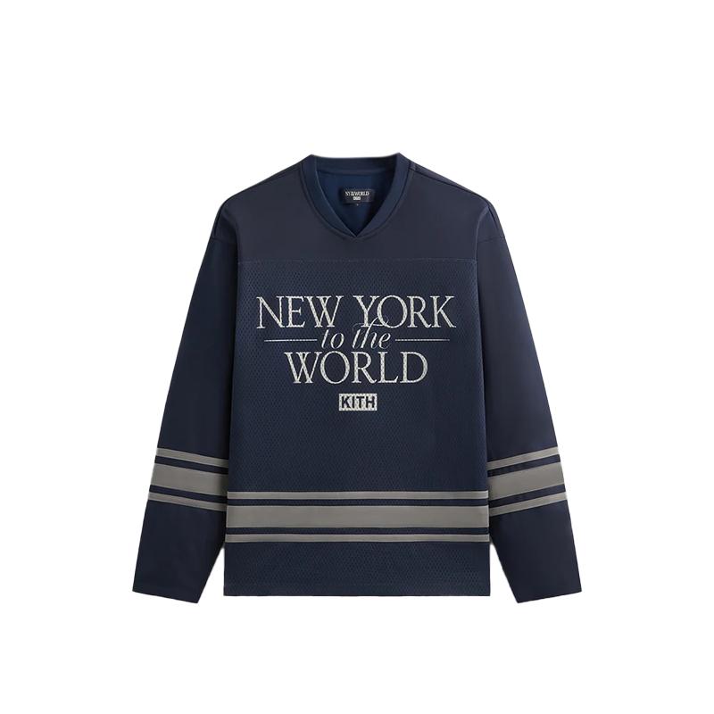 

Kith NY to the World Big Apple Malik Long Sleeve Mesh Jersey Nocturnal Men Tops Blue KHM032654-413 XL