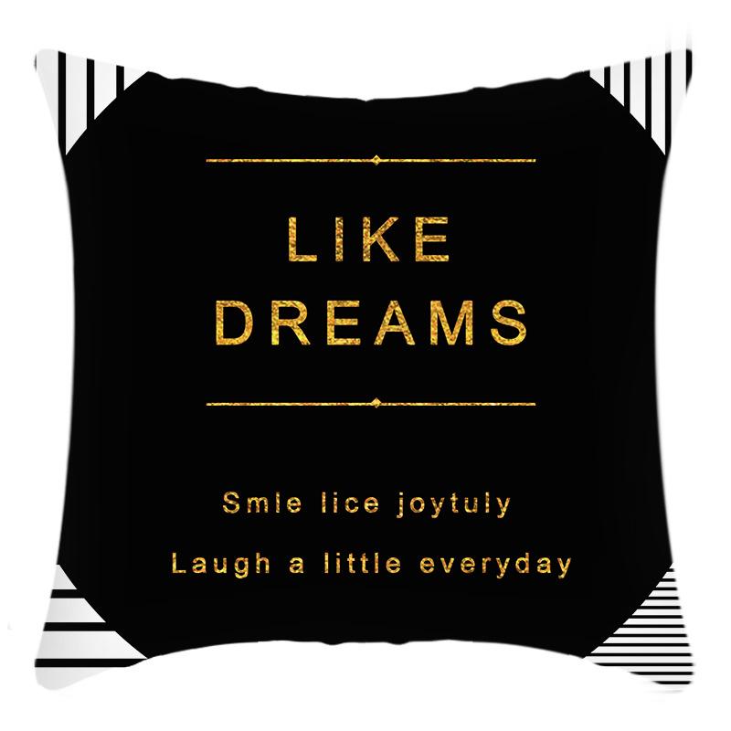 

New Pillowcase Light Luxury Series Gold Letter Printed Cushion Home Sofa Cushion Cover 45 * 45Cm pillowcase