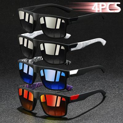 4 GAFAS DE SOL CUADRADAS VINTAGE para HOMBRE Gafas de Sol de Diseñador de Lujo Antirreflejos Retro UV400 para Pesca Conducción