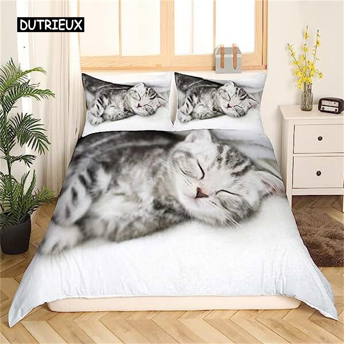 

Пододеяльник с изображением кота, милый котенок, одеяло для детей, мальчиков, девочек, подростков, покрывало с 3D-животными, подарки для любителей кошек US Full(200x230cm)