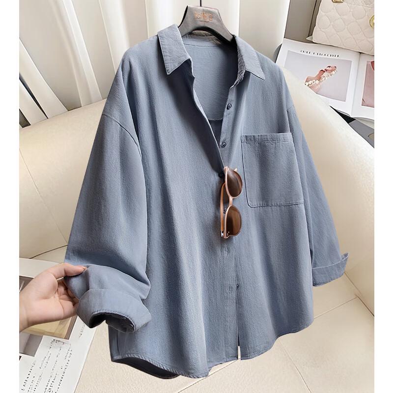 

Женская однотонная свободная рубашка с длинным рукавом Sibaishi S