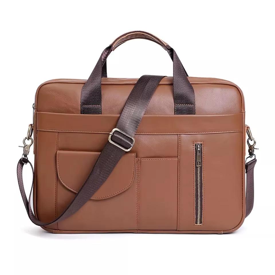 Men's Briefcase, Cowhide Men's Official Briefcase, Hand-held, Single-shoulder Computer Bag