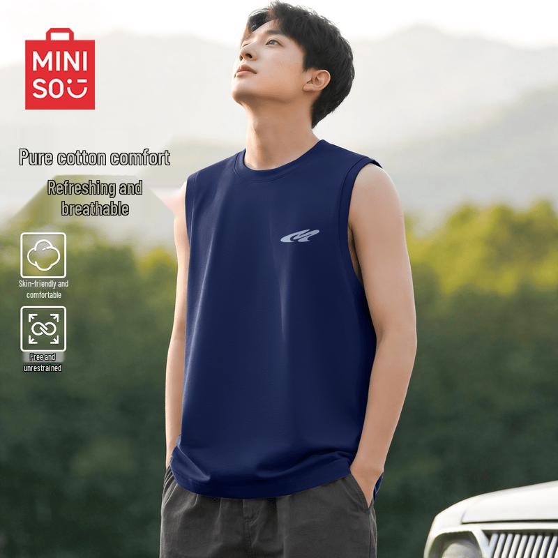 

MINISO Men s Summer Casual Pure Cotton Tank Top M